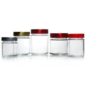 Low Moq 50G~1000G Label Sticker Deep Mouth Jam Canning Glass Jar With Metal Lid