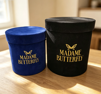 Boîtes d'emballage rondes pour bouquets de fleurs en matériaux recyclés avec logo personnalisé et impression dorée, papier cadeau