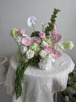 Ensemble de centres de table de mariage modernes, boules de fleurs roses, Anthurium, Calla, Hortensia vert sauge, décoration de table de luxe, ensemble personnalisé en rangée