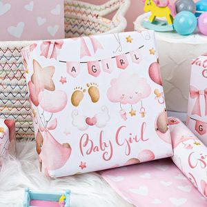Papel de embalaje original con diseño de lazo en forma de corazón con temática rosa y nubes, en papel estampado para bebés niñas - Product Image 4