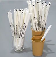 Pailles à boire jetables écologiques colorées en PLA de 230 mm, emballées individuellement pour les smoothies et les bubble tea, vente en gros