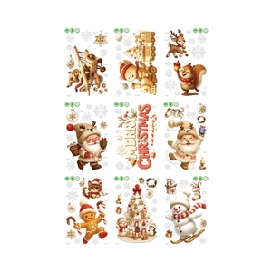 Autocollants de Noël élégants pour fenêtres, flocons de neige et cerfs givrés, adhésifs statiques pour portes vitrées et décorations de fêtes d'hiver - Product Image 5