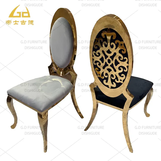 Mobiliário de casamento ouro metal moderno cadeira de luxo em aço inoxidável branco Tiffany para eventos de hotel