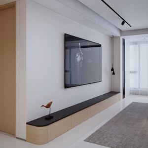 Meuble TV moderne minimaliste avec fonction LED, design simple de rangement mural complet pour salon et hôtel - Product Image 4