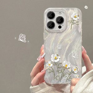 เคสสำหรับ iPhone 17 Pro Max ดีไซน์ดอกไม้สีขาวเรียบง่าย ทันสมัย พร้อมรูเจาะเลเซอร์ขนาดใหญ่ กันน้ำ - Product Image 2