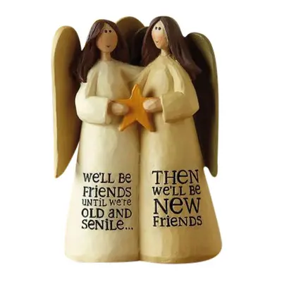 JOWYAR Friend Like Stars Angel with Flowers Resin Tabletop Figurine Angel of Friendship Statues Decorated with Gifts