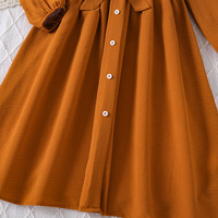 Robe élégante pour jeune fille, nouvelle collection automne 2026, couleur unie, col en V, manches longues, patchwork de dentelle, taille ajustée, pour filles de 8 à 12 ans
