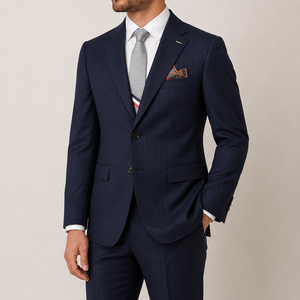 Completo da <span class=keywords><strong>Uomo</strong></span> <span class=keywords><strong>Grigio</strong></span> Nebbia a Righe Sottili Monopetto 2 Pezzi (Blazer e Pantaloni) per Business, Cerimonie, Matrimoni, Banchetti, Feste e Spettacoli - Product Image 3