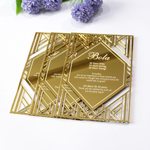 Personnalisé 5x7 pouces Laser Estampage à chaud Lettres Vintage Creux Style Doré Miroir Acrylique <span class=keywords><strong>Carte</strong></span> <span class=keywords><strong>d</strong></span>'<span class=keywords><strong>invitation</strong></span> - Product Image 4