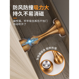 Tope de puerta de acero inoxidable 304, magnético, engrosado, fuerte, para montaje en pared, suelo o techo, sin perforaciones, anticolisión - Product Image 1