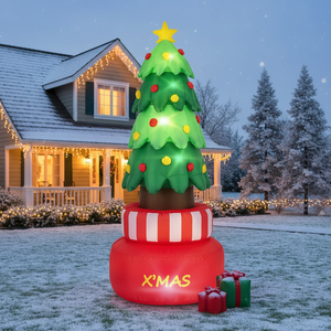 8 Feet Inflatable Rotating Christmas <b>Tree</b> with Built-In <b>LED</b> Lights and Water Bags - Product Image 3