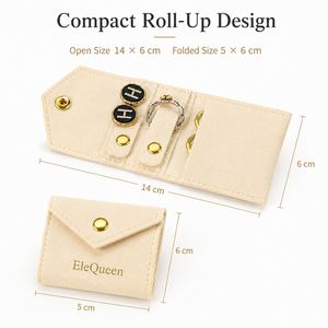 Wholesale Custom Logo Foldable Fashionable Rectangle <b>Jewelry</b> Pouch Microfiber Envelope Button Bag 14x6cm Ring Necklace Bracelet - Product Image 2