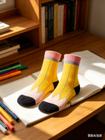 Chaussettes courtes Zmart Crazy Silly pour filles - Chaussettes d'école amusantes en coton mélangé respirant à motifs de dessins animés pour le printemps - Cadeaux de rentrée scolaire