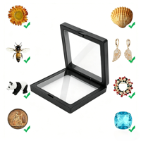 Boîte de présentation flottante en TPU, étui à film 3D à suspension, cadre transparent en ABS pour collection de bijoux, pièces de monnaie, bagues et boucles d'oreilles