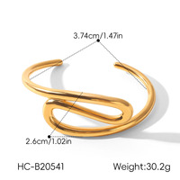Bracelet torsadé polyvalent pour femmes |   Acier inoxydable plaqué or, design ouvert, accessoire tendance européen et américain
