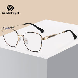 女性の最新ファッション猫目アンチブルーライト光学ダイヤモンドコンピューターメガネソリッドメタル眼鏡フレーム付き - Product Image 2