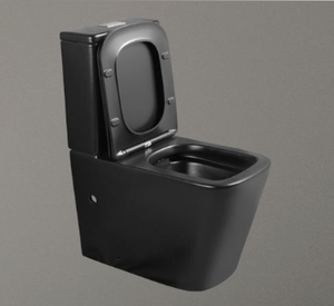 Inodoro cuadrado con cierre acoplado con asiento de cierre suave de urea, WC de doble descarga en blanco y negro mate Calidad europea - Product Image 4