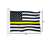 Drapeau américain à ligne jaune fine 3x5 pieds, pour agents de sécurité, prévention des pertes, camion de remorquage, bannière de maison, double couture, résistant à la décoloration