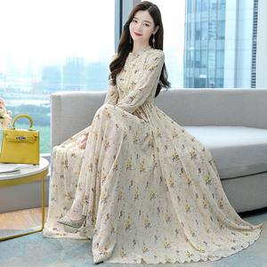 2025 vestido modesto de gasa Premium para mujer moda china con diseño de lazo en la cintura estampado de flores sólidas <span class=keywords><strong>abaya</strong></span> musulmana de Malasia - Product Image 5