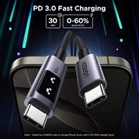 Kabel Pengisian Cepat UGREEN Uno 100W PD USB C ke USB C 5A 100cm dengan Layar LED Tipe C untuk iPhone 16