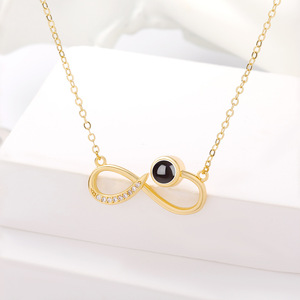 Collana di proiezione memoria commemorativa per donne Mobius <span class=keywords><strong>infinity</strong></span> symbol Collana con simbolo Personalizzata Lingua 100 ti amo - Product Image 5