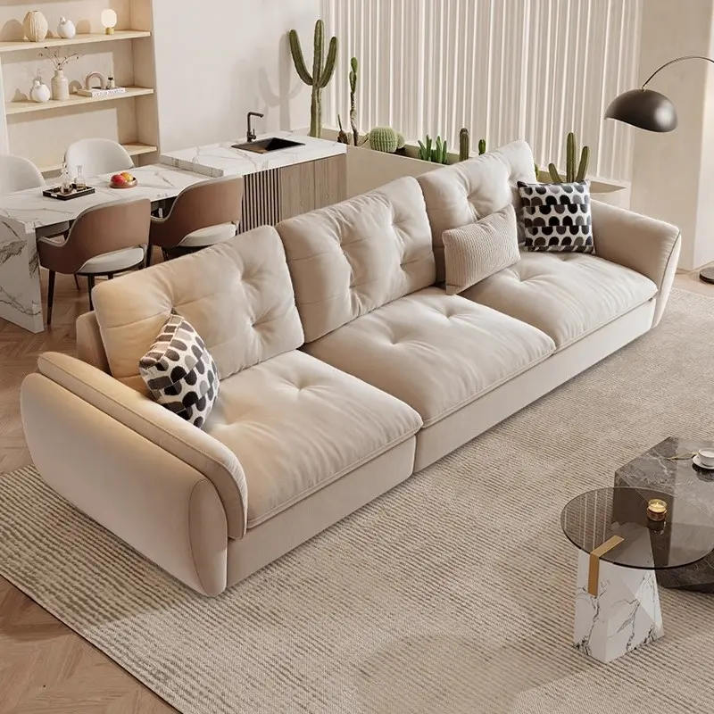 Neue moderne Ledersofa 3-Sitzer Couch optionales Latex-Wohnzimmermöbel Heimmöbel Sofa-Set