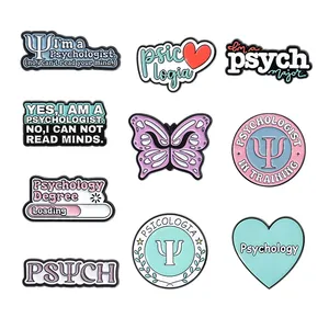Badges de la collection Psychologie, épingles en émail personnalisées, broche papillon, badge de revers, bijoux, cadeau pour <span class=keywords><strong>psychologue</strong></span> en formation ou en pratique, santé mentale - Product Image 1