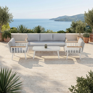 Ensemble <span class=keywords><strong>de</strong></span> canapé d'extérieur moderne <span class=keywords><strong>en</strong></span> <span class=keywords><strong>aluminium</strong></span> résistant aux intempéries avec coussins <span class=keywords><strong>en</strong></span> oléfine, <span class=keywords><strong>salon</strong></span> <span class=keywords><strong>de</strong></span> <span class=keywords><strong>jardin</strong></span> 3 places pour villa, cour et terrasse - Product Image 4