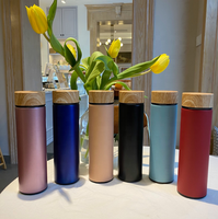 Produits créatifs en vogue, bouteille Thermos en acier inoxydable 304, bouteille d'eau en bambou, flacon sous vide avec couvercle en bambou