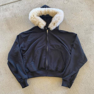 맞춤형 지퍼업 퍼 스웨트셔츠 후드티 남성용 100% 면 풀 지퍼업 퍼 후드 - Product Image 2