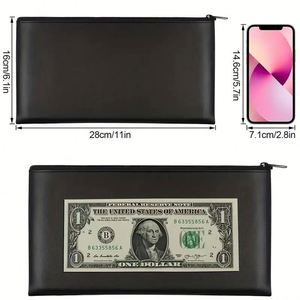 Portefeuille de rangement pour billets en cuir PU, mini sac à monnaie unisexe, trousse à crayons avec fermeture éclair, sacs de voyage pour cosmétiques et maquillage, pochette à fermeture éclair en maille - Product Image 3