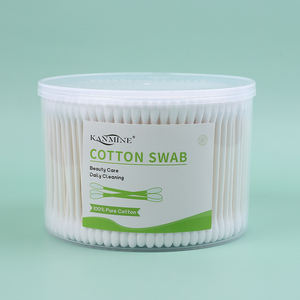 Doble cabeza Q-tips aplicador extensión de pestañas 500 piezas algodón Bud papel bastoncillo de algodón con caja redonda - Product Image 1