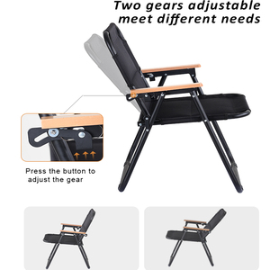 Chaise longue de plage pliable moderne pour adultes, en acier, réglable, pour pique-nique, camping, avec accoudoirs - Product Image 5