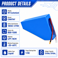 Paket Baterai Segitiga Deep Cycle 72V 10Ah 15Ah 20Ah 18650 21700 BMS 1500 Siklus untuk Sepeda Listrik Skuter