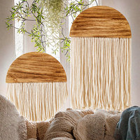 Décoration murale bohème demi-lune Tenture murale en macramé coloré en bois naturel et corde de coton