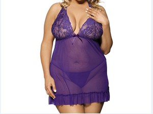 Lingerie Sexy sous-vêtements 2023 Eur et Amer mode Transparent ajouter taille Sexy bourgeon soie femme ensemble gros 6XL grande taille Lingerie robe - Product Image 6