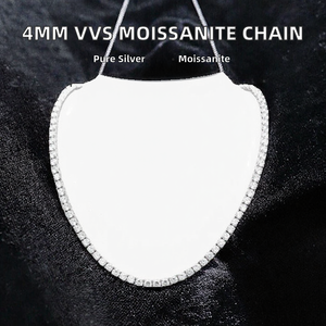 สร้อยเทนนิส 4 มม. ขายดี ชุบทองคำขาว เงินแท้ 925 สไตล์ฮิปฮอป ประดับเพชรโมอิสซาไนต์ VVS  รับรองโดย GRA สำหรับผู้ชายและผู้หญิง - Product Image 2