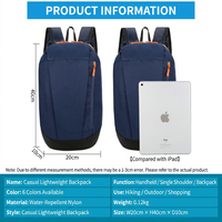 Mini sac à dos de sport 10L, sac de fitness léger et durable, sac à dos décontracté, imperméable, en Oxford, logo personnalisé OEM ODM