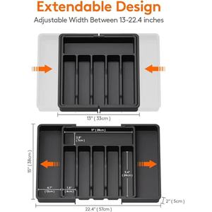 <span class=keywords><strong>Organisateur</strong></span> <span class=keywords><strong>de</strong></span> tiroir <span class=keywords><strong>de</strong></span> cuisine en plastique extensible à 8 compartiments, double niveau, pour ustensiles et couverts, idéal pour le <span class=keywords><strong>bureau</strong></span> - Product Image 4