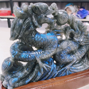 Sculture di Draghi in Labradorite Naturale, Nuovo Stile, Sculture Lucide di Alta Qualità, Marca YINGLAI, Pietra Naturale Levigata con Proprietà Curative - Product Image 2