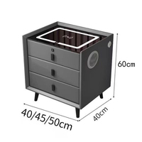 Mesa de Noche Inteligente de Lujo con Tres Cajones Carga Inalámbrica Cerradura de Huella Digital Audio y Luz Diseño Moderno y Sencillo en MDF