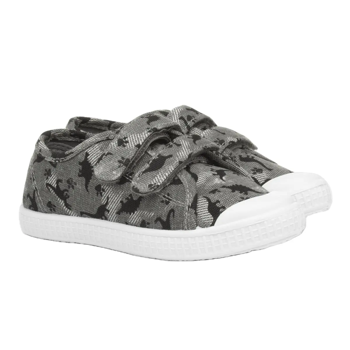 Dark Grey Fashion Dino printing Canvas Shoes For boys Casual walking Shoes canvas shoes for kids