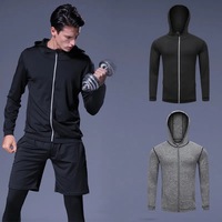 Vêtements de sport pour hommes, veste à capuche zippée, fine, respirante, à séchage rapide, en polyester, décontractée, pour le basketball et la course à pied