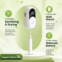 Stérilisateur de brosses à dents portable intelligent mural, alimenté par batterie 700 mAh, avec capteur UV, en plastique, rechargeable Type-C