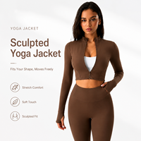 Veste de yoga courte zippée intégrale pour femme, coupe ajustée, manches longues, respirante, pour la course et le sport, vente en gros, fournisseur OEM