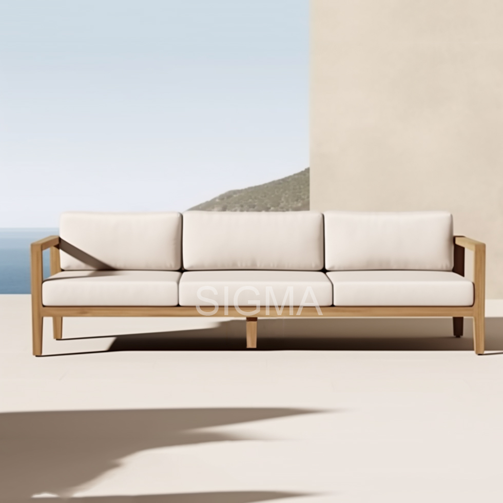 All Weather New Wholesale Patio Garden Pool Sun Furniture Set Solid Wood Teak Outdoor Chaise Chair Soft Cushion