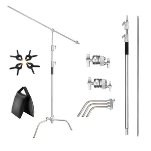 Heavy Duty 40 Inch Photo Studio Photography Light Stand For Livesteaming C Stand With Boom Arm 3.3M Stainless Steel C-stand