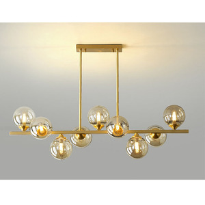 Lustre <span class=keywords><strong>suspendu</strong></span> moderne en fer décoratif, luminaire <span class=keywords><strong>suspendu</strong></span> en verre doré, bulle ambrée, douille G9, éclairage LED - Product Image 3