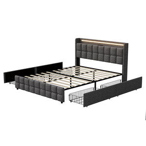 <span class=keywords><strong>Lit</strong></span> à lumière LED king size avec rangement 4 tiroirs - Product Image 5