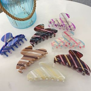 Pinza de Pelo <span class=keywords><strong>Extra</strong></span> Grande con Diseño de Rayas Coloridas, Estilo Caramelo, de Acetato - Product Image 1